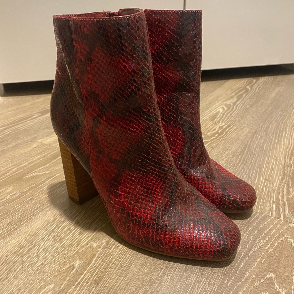 Zigi Soho Red Snake Print Booties
